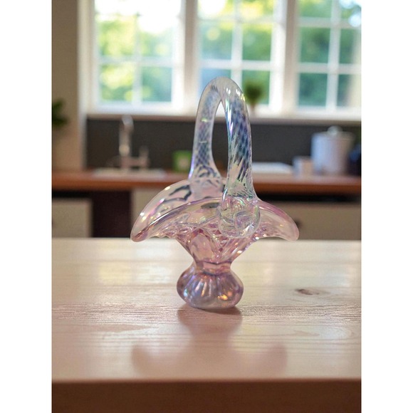 Fenton Other - Vintage‎ Pink Fenton Hand Blown Glass Basket